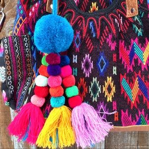 Large Pom Bag Pompom Fringe Guatemala